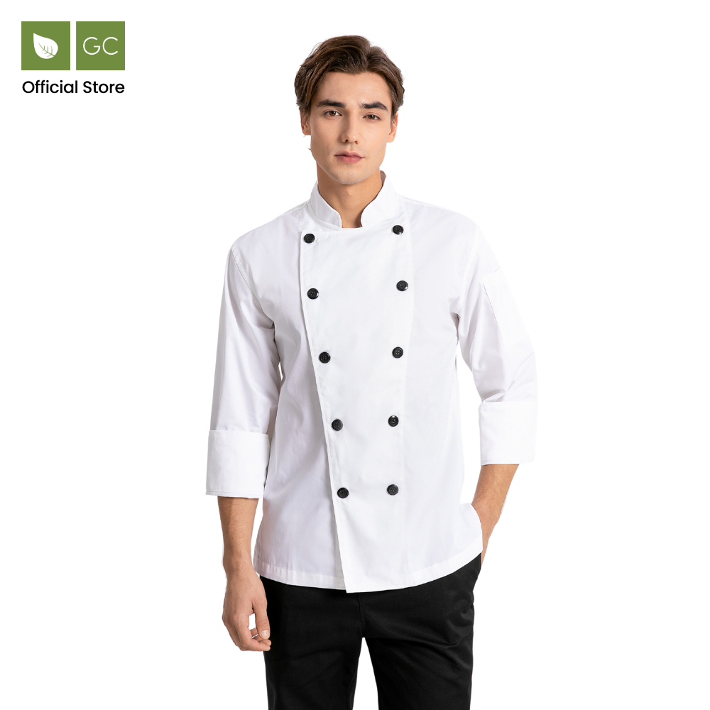 Classic White, Black Buttons Chef Jacket, Long Sleeve | Shopee Malaysia