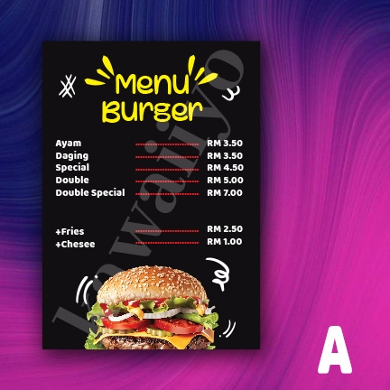 Sticker Menu Burger | Kawaiiyo | Shopee Malaysia