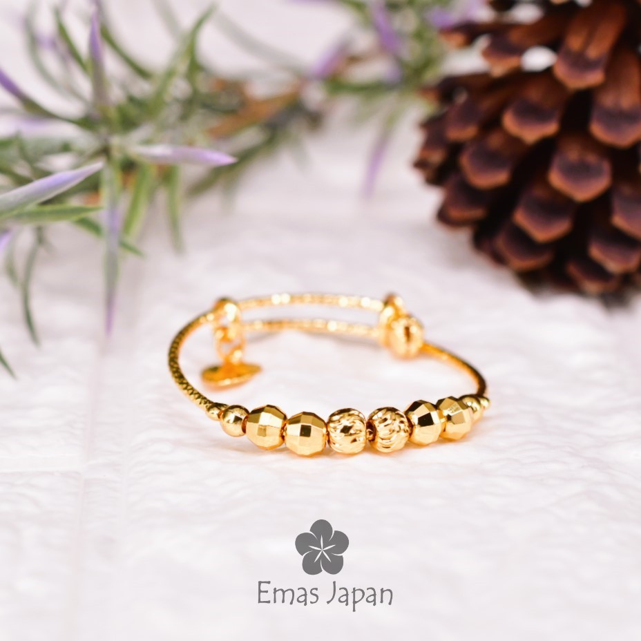 Wholesale Price Gelang Tangan Budak Emas Korea 24k Gold Plated Kids Babies Bangle Shopee Malaysia