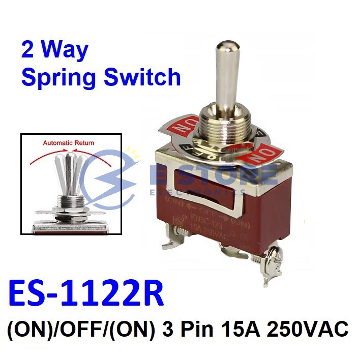 ES-1122R (ON)/OFF/(ON) 3 Pin 15A 250VAC Momentary Toggle Switch ...