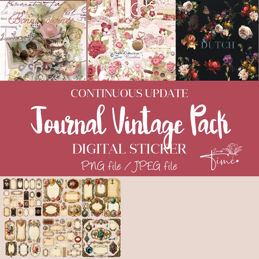 [ Digital Vintage Pack ] (Updating) Digital Planner Journal Sticker ...