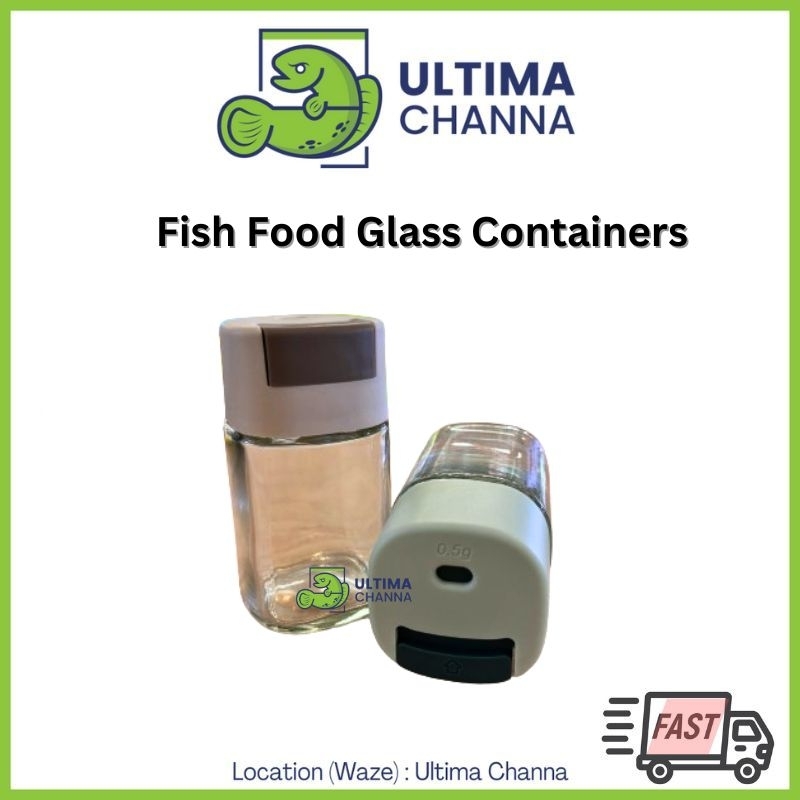 Fish Food Glass Container 150ml - store & measure fish pellet, food ...
