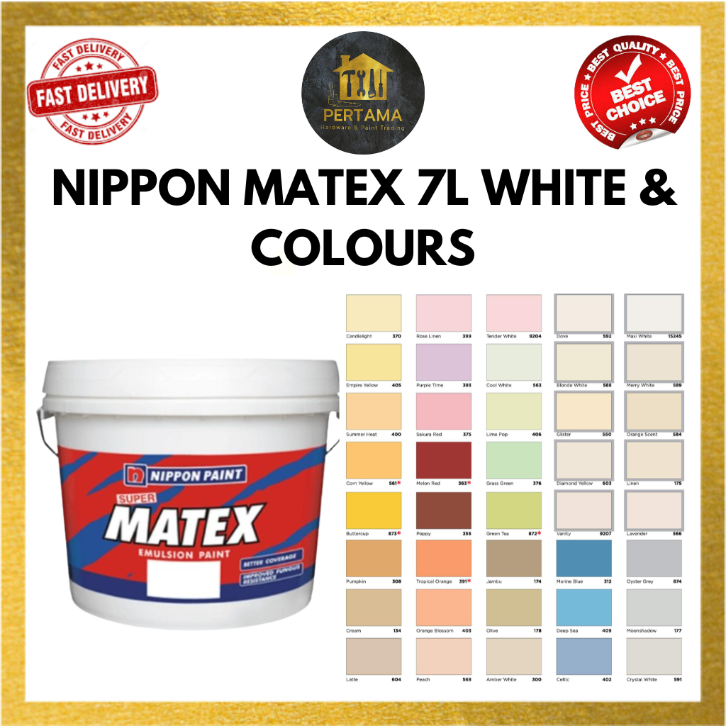 7L Nippon Paint Super Matex 9102 White Dan Colour option CAT SIMEN CAT ...