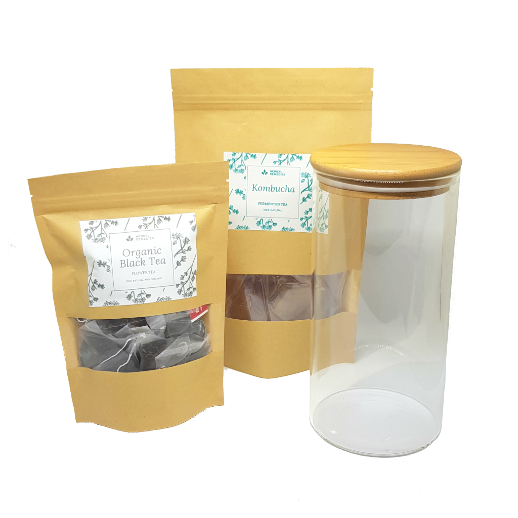 HR Organic Kombucha Starter Kit (Scoby + Organic Tea + Glass Jar ...
