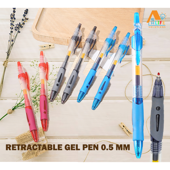 0.5mm Retractable Gel Ink Pens - Black/Red/Blue, High-Capacity, Quick ...