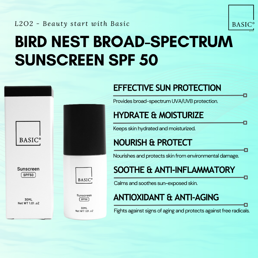 Basic : Bird Nest Broad Spectrum Sunscreen SPF 50 - 30ml | Shopee Malaysia