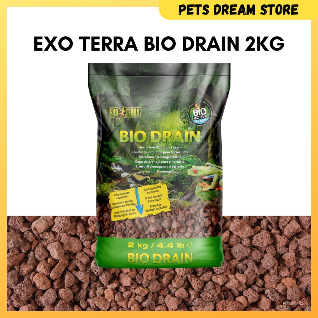 EXO TERRA NATURAL BIO DRAIN SUBSTRATE / LAVA ROCK 1KG TERRARIUM FILTER ...
