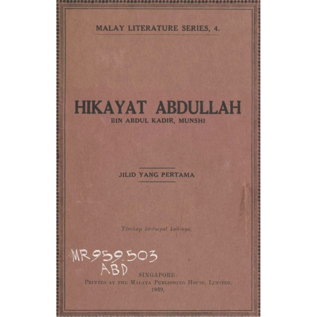 Hikayat Abdullah Bin Abdul Kadir Munshi 1939 (ebook) | Shopee Malaysia