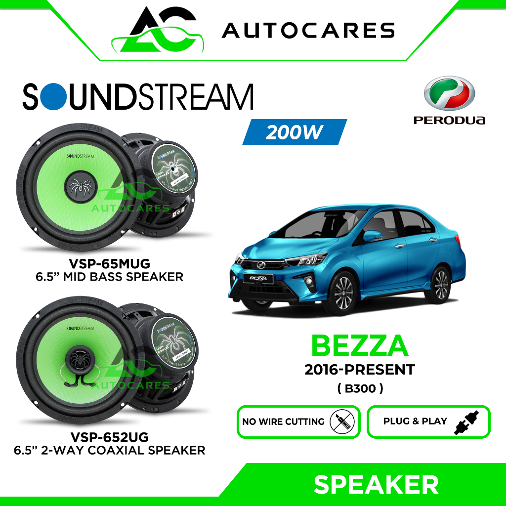 SOUNDSTREAM Speaker PERODUA BEZZA 2016-PRESENT PlugNPlay Car Speaker 6. ...