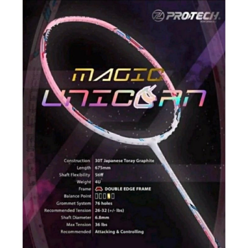 protech magic unicorn raket badminto original badminton racket max ...