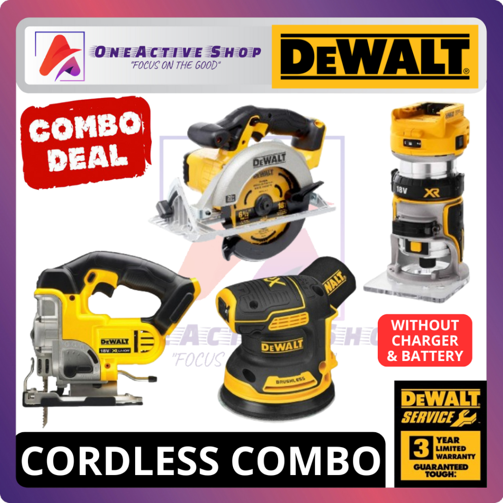 DEWALT 20V CORDLESS COMBO DCS391N CIRCULAR SAW DCS331N JIGSAW DCW210N ORBITAL SANDER DCW600N ROUTER BARE UNIT Shopee Malaysia