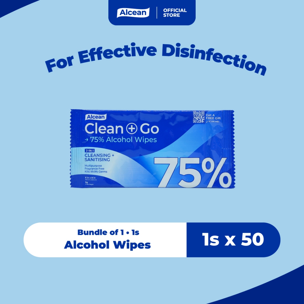 [Expiry Date 12/8/2024] Alcosm™ 75 Classic Alcohol Wipes Individual Sheet ( 50s' x 1 Box