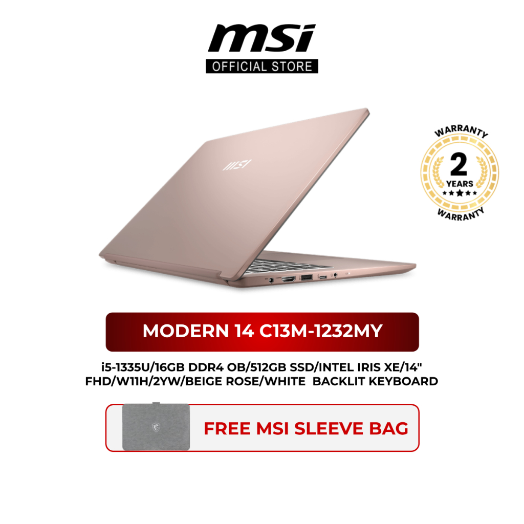 MSI Modern 14 C13M-1232MY i5-1335U/16GB DDR4/512GB SSD/IRIS XE/14