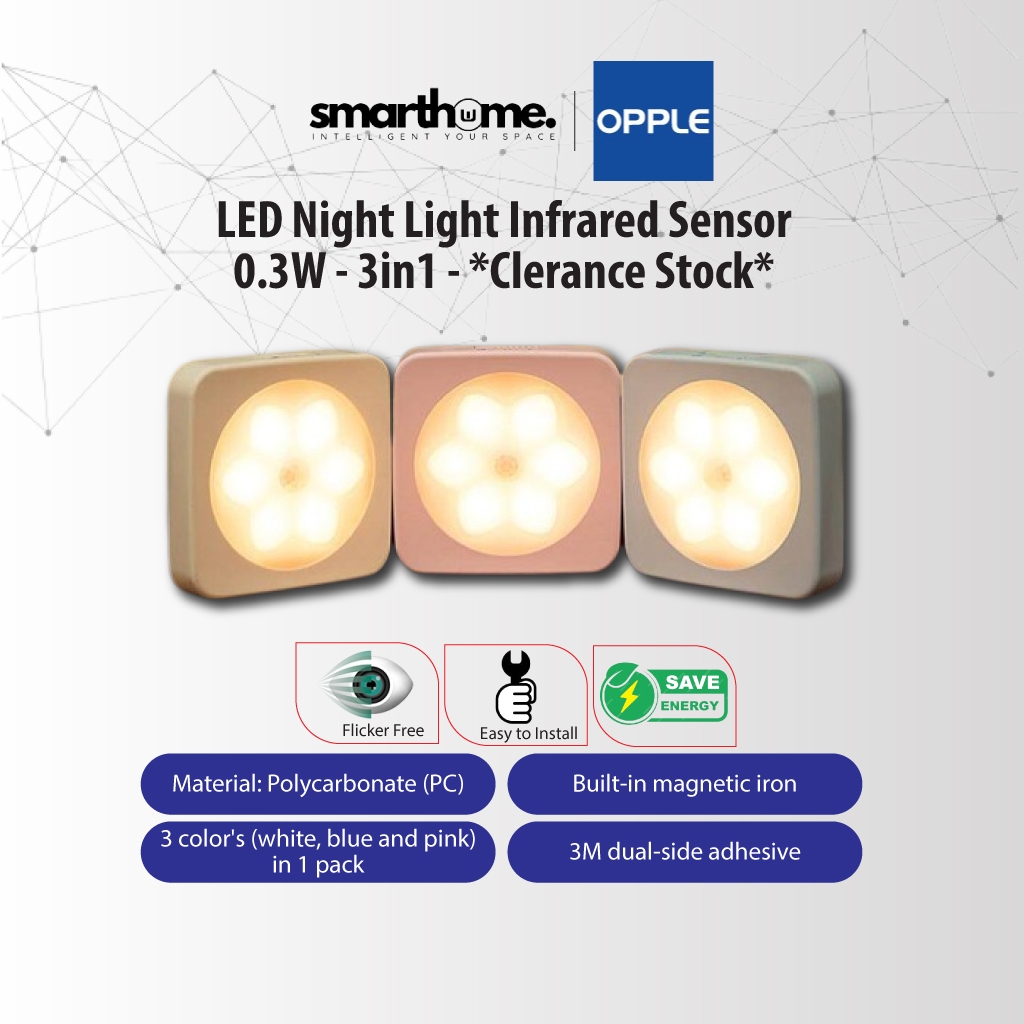 OPPLE LED Night Light Infrared Sensor 0.3W - 3in1 (3 Unit) - CLEARANCE ...