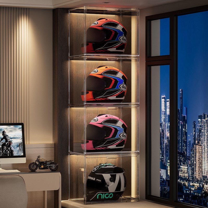 Full Acrylic Helmet Display Box Kotak Display Helmet Transparent ...