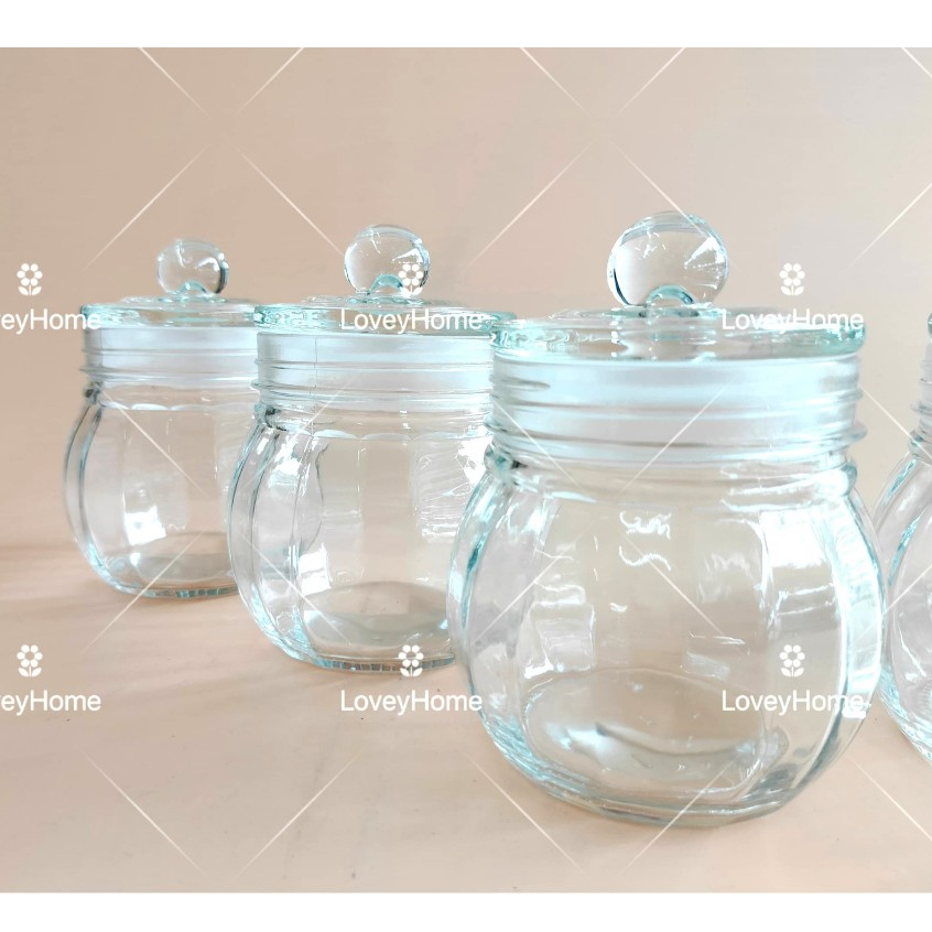 Kedap Udara Glass Canister Jar Cookie Candy Food Storage Pot Container ...