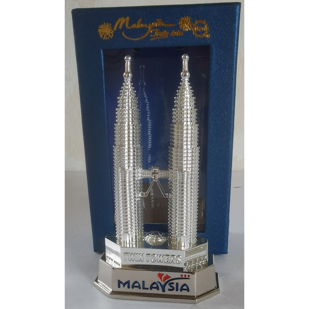 Malaysia Twin Tower KLCC Monument Gift Souvenir 13 cm Height Dark Blue ...