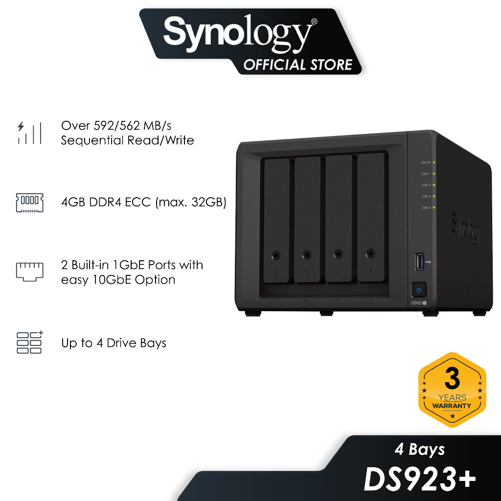 Synology DS925+ NAS DiskStation 4-Bays NAS Enterprise Sata HDD Data ...