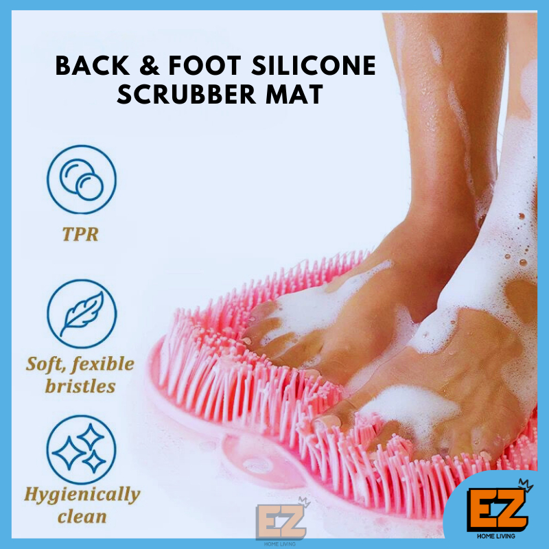 Back and Foot Scrubber Bath Silicone Mat Bath Massage Non Slip Feet ...