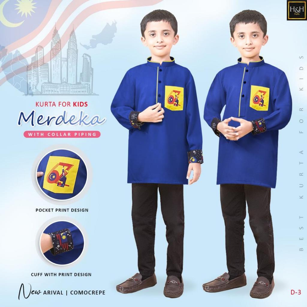 🍁🍁New Merdeka Arrival🍁🍁Kurta Lelaki Piping Collar Boy Kurta Merdeka ...