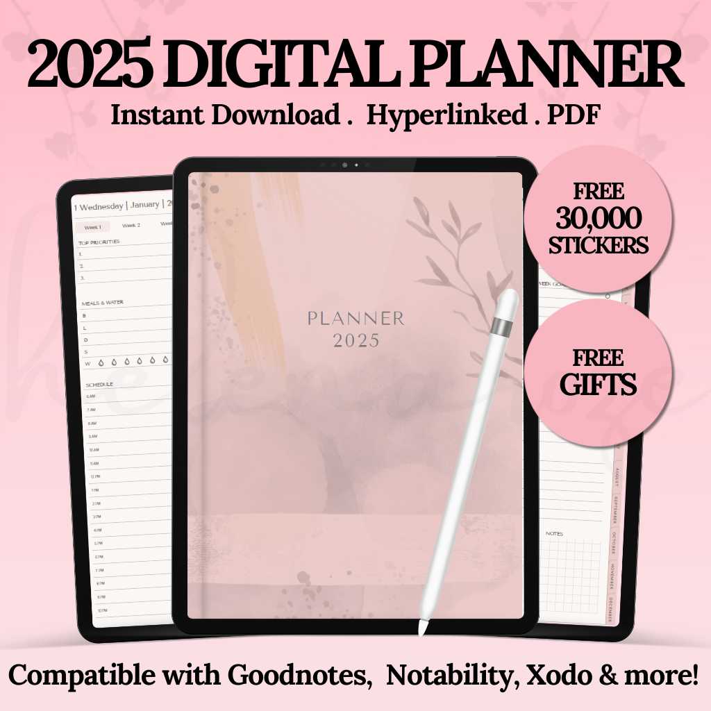 2025 Digital Planner, Hyperlinked Daily Weekly Goodnotes 6 Ipad ...