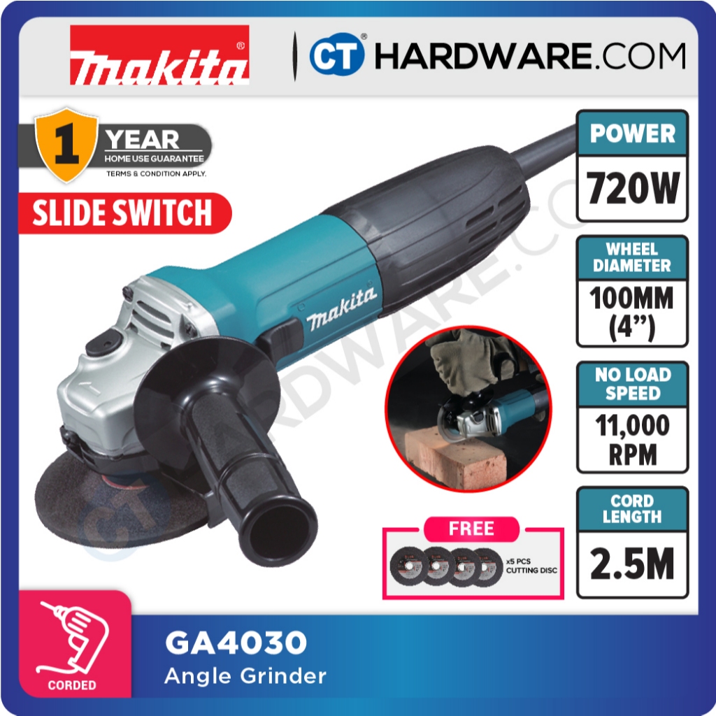MAKITA GA4030 CORDED ANGLE GRINDER 100MM (4