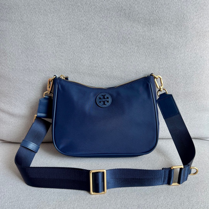Original TB Tory Burch Nylon Crossbody Bag Navy Blue Shopee Malaysia
