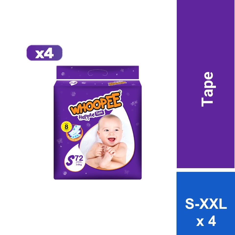 Carton Whoopee Tape Mega S72/M60/L50/XL44/XXL40 (4 Packs) Shopee