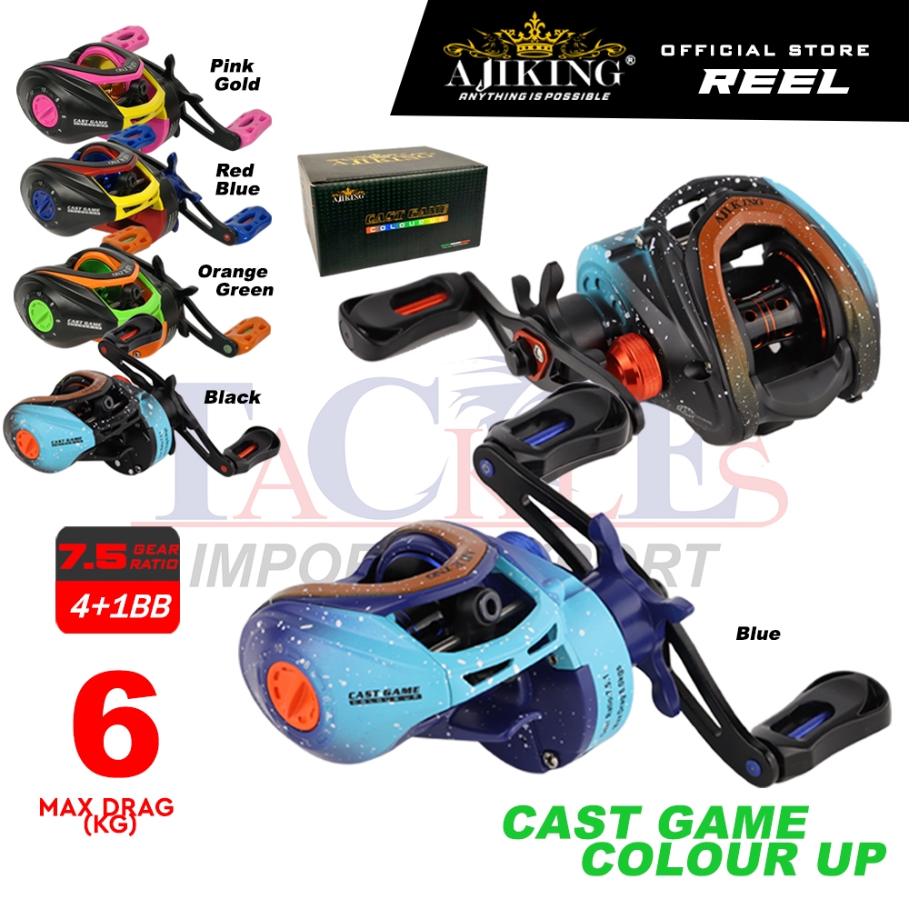 Ajiking Cast Game Colour Up 6KG Baitcasting Fishing Reel 4+1BB Left Handle  | Shopee Malaysia
