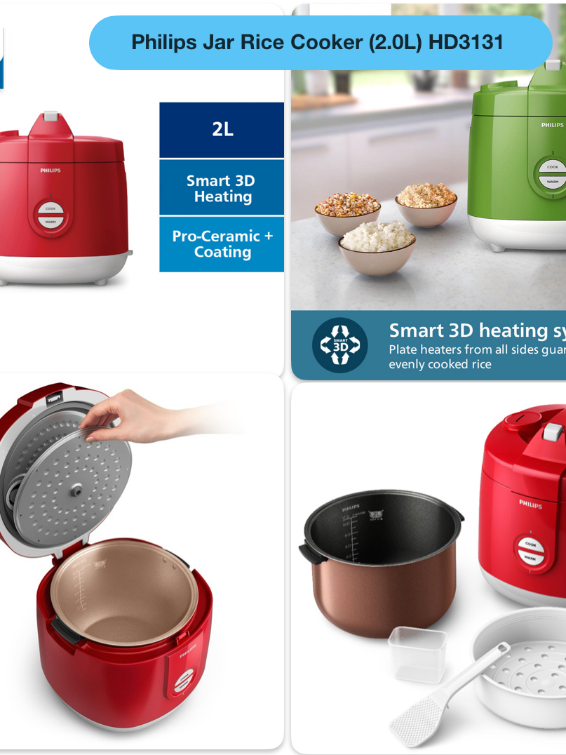 Philips 2L 5 Layer Golden Pot Non-Stick Rice Cooker Rice Cooker HD3131 ...