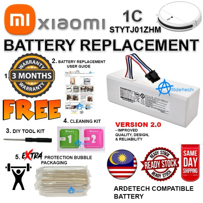 Rechargeable Li-ion Battery for Xiaomi 1C Mijia STYTJ01ZHM Robot Vacuum ...