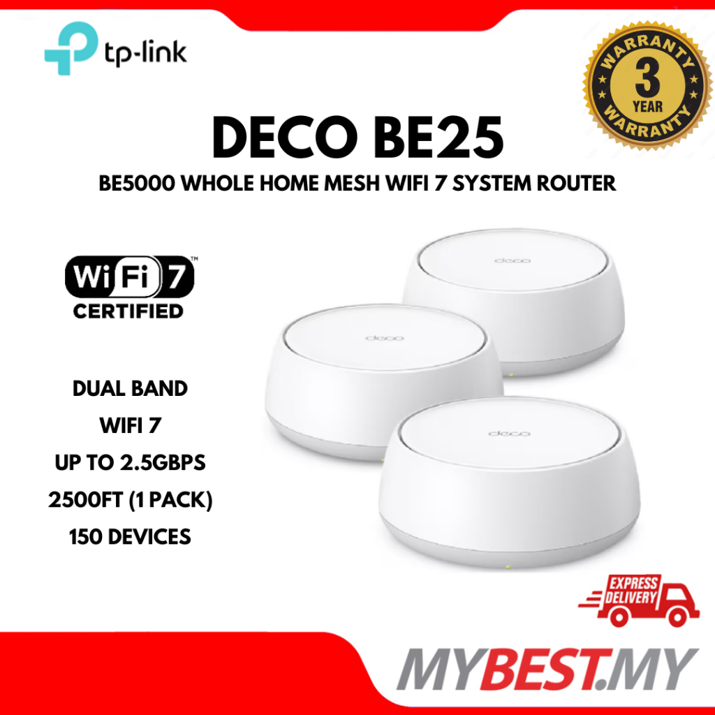 (PRE-ORDER ETA 28/8) TP-LINK DECO BE25 BE5000 WHOLE HOME MESH WIFI 7 ...