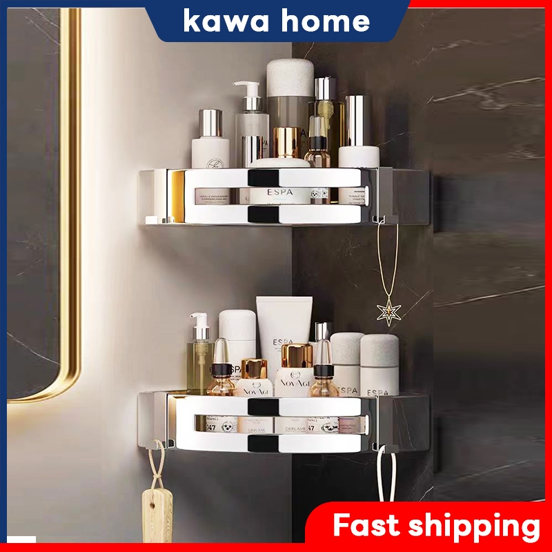 Bathroom Rack Corner Shelf Stainless Steel Corner Rack Kitchen Storage ...