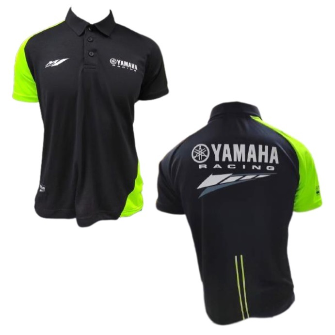 Yamaha Genblu MotoGP Collar Polo T (Black + Bright Green) Yamaha ...
