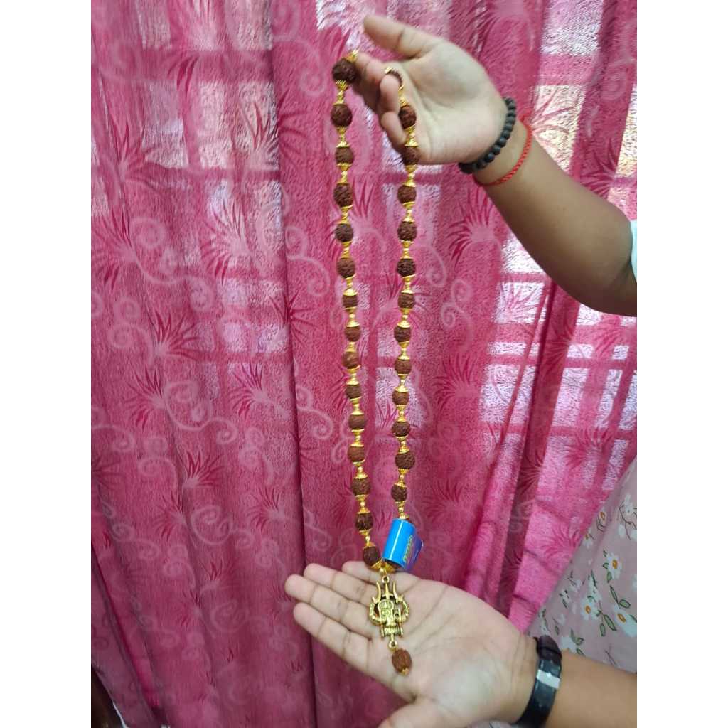 5 Face Rudraksha Shiva Mala with Bronze Trisoolam Pendant | Shopee Malaysia