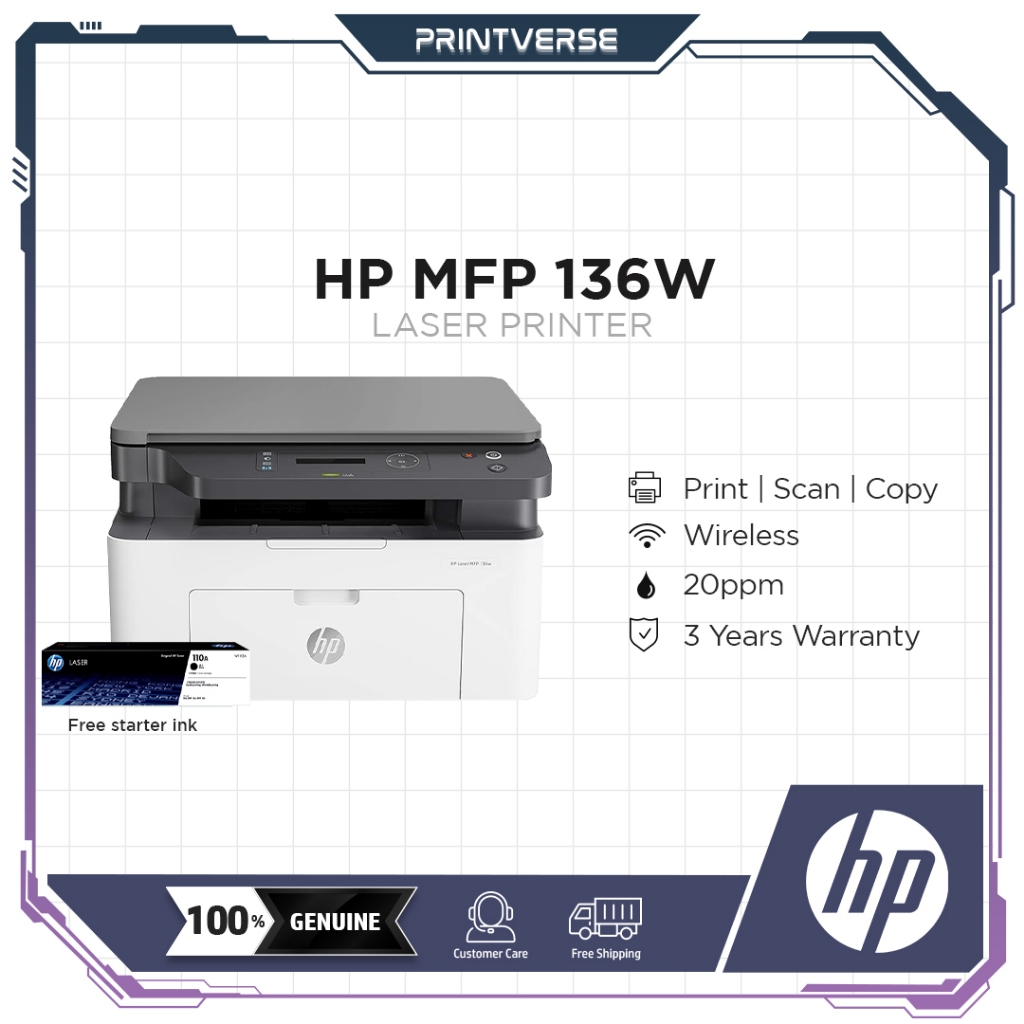 HP LaserJet Multi Function Wireless Printer MFP 136W / Print Scan Copy