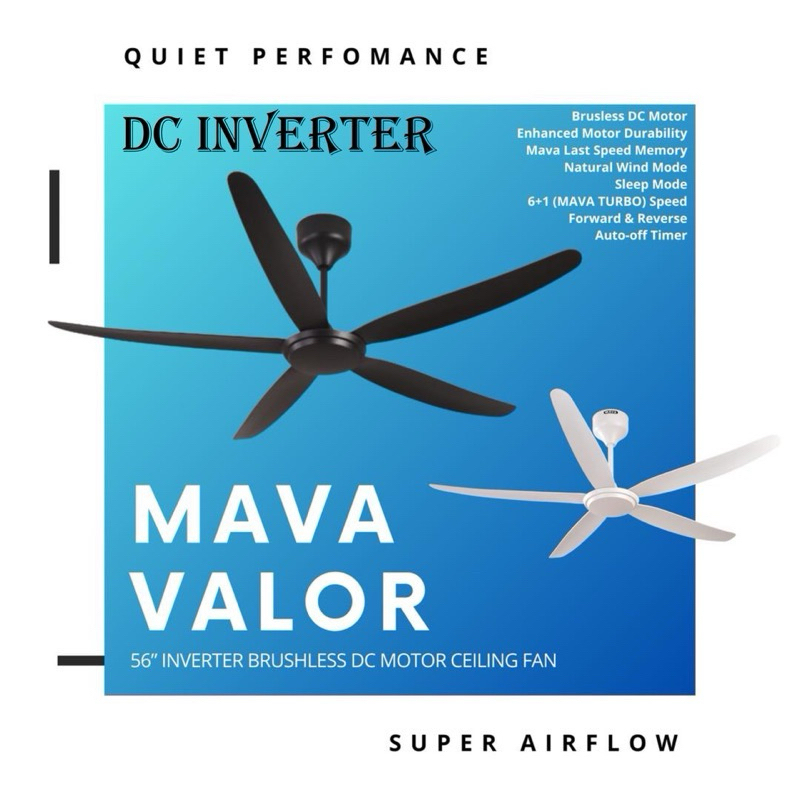 Mava 56” Valor Dc inverter 12 speeds ceiling fan Deka Alpha Mava Kdk ...
