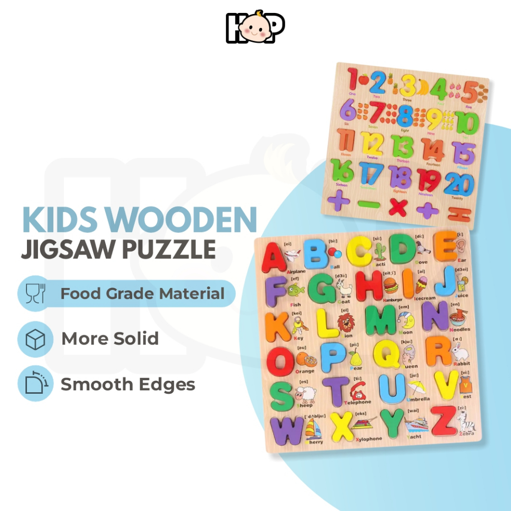 Kids Jigsaw Wooden Puzzle Baby Montessori ABC Puzzle Learning Toys ...