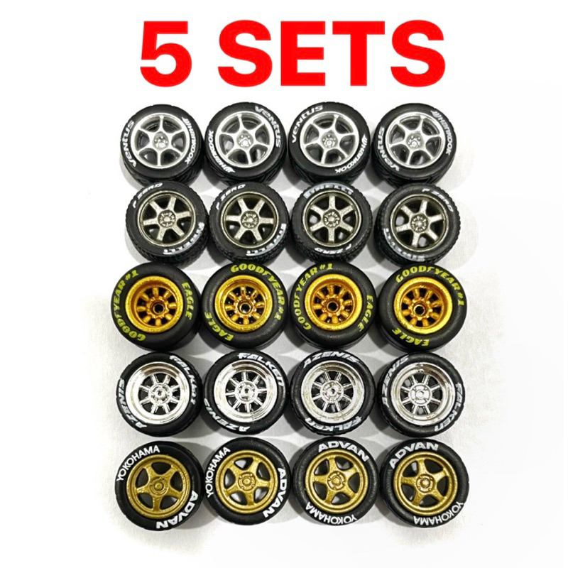 1:64 Hot Wheels Rubber Tyres tayar getah Hotwheels with axles