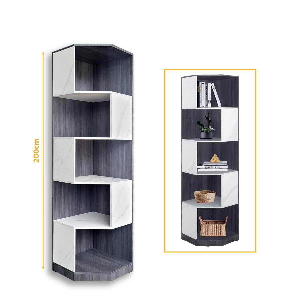 ROAM 7ft Corner Rack Living Room Decoration Multipurpose Book Shelf ...