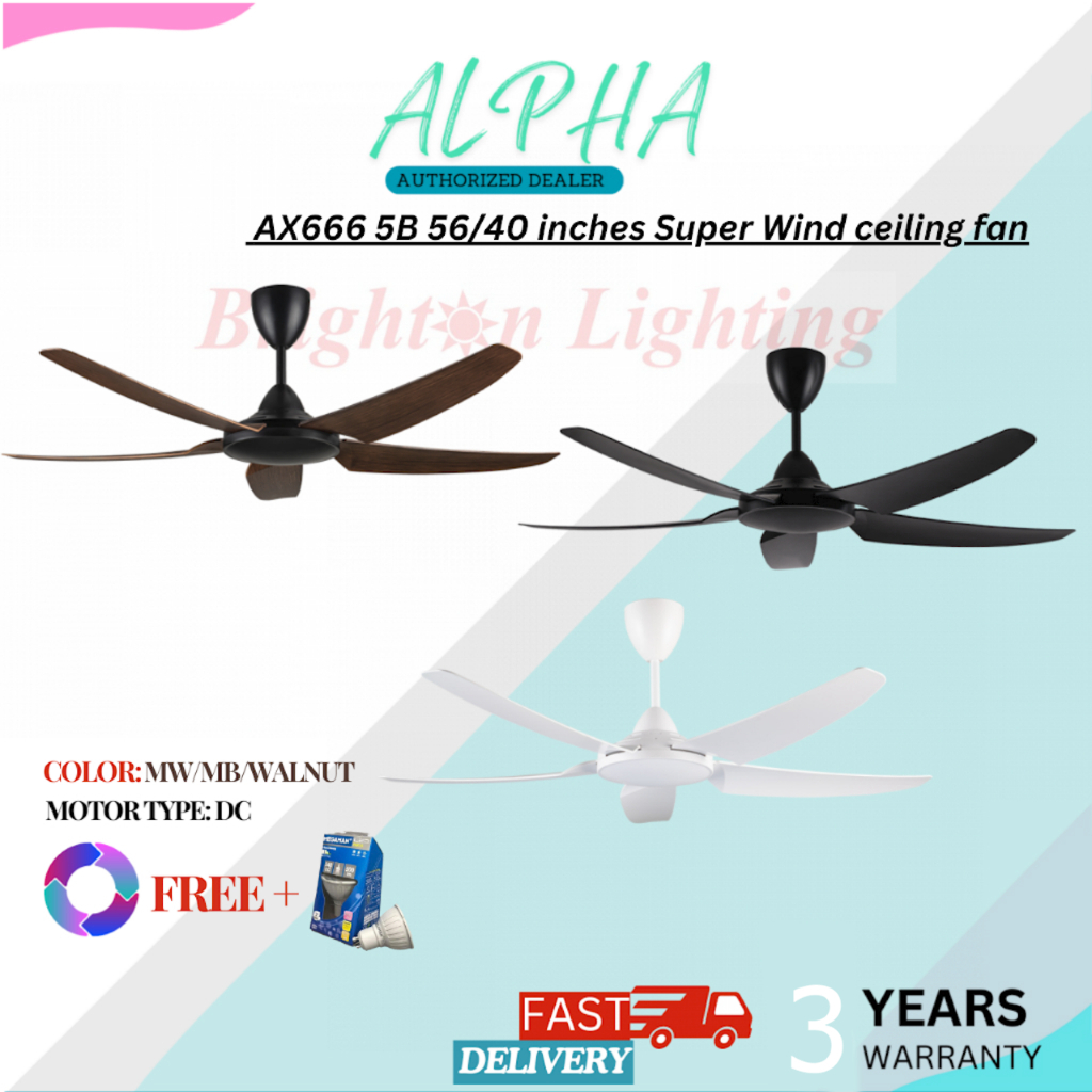 AlphaFan PRIMA 5B LED/NON LED DC Motor Ceiling Fan with 5 Blades 8 ...