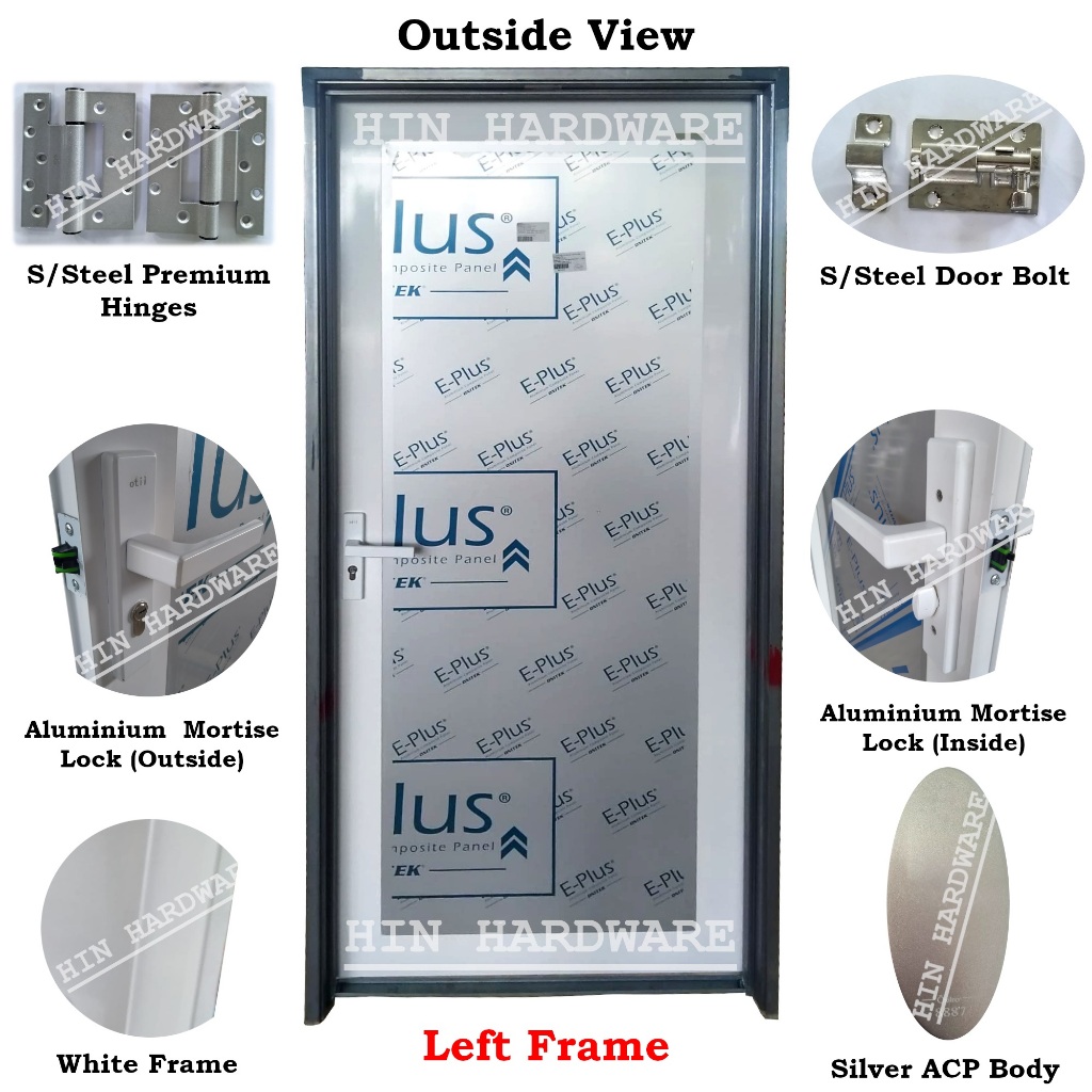 HIN Aluminium Bathroom Door Set 30 inch x 72 inch Aluminium Swing Door ...