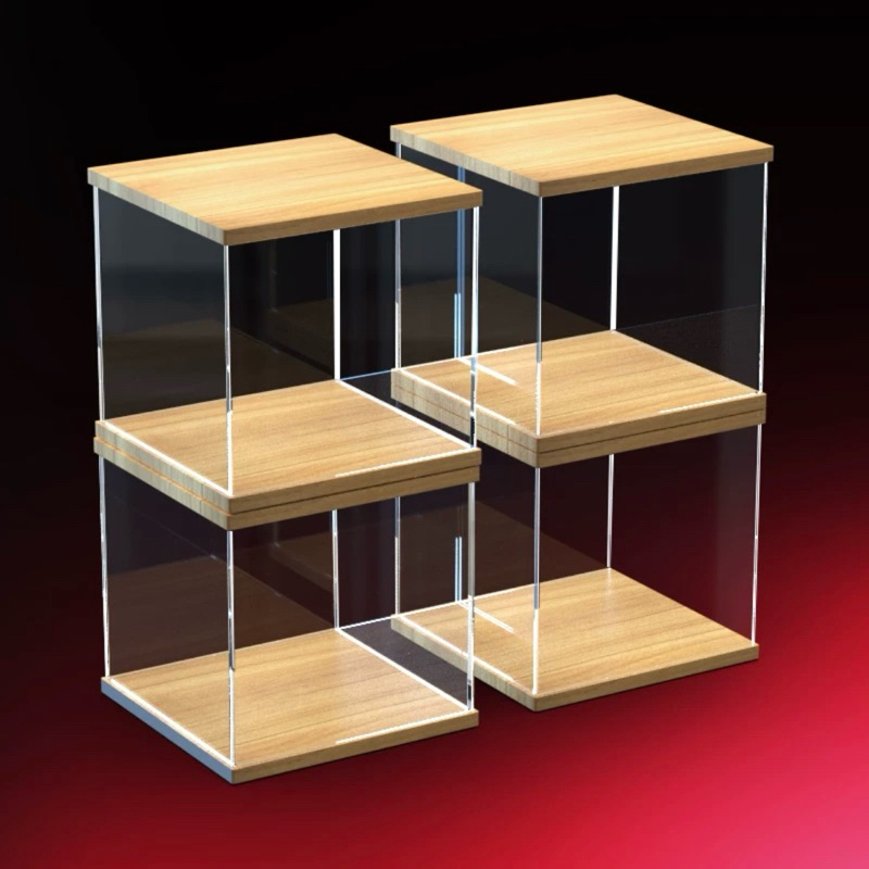 Wooden dustproof display box Showcase Clear Display Rack Box wood 手办展示盒 ...