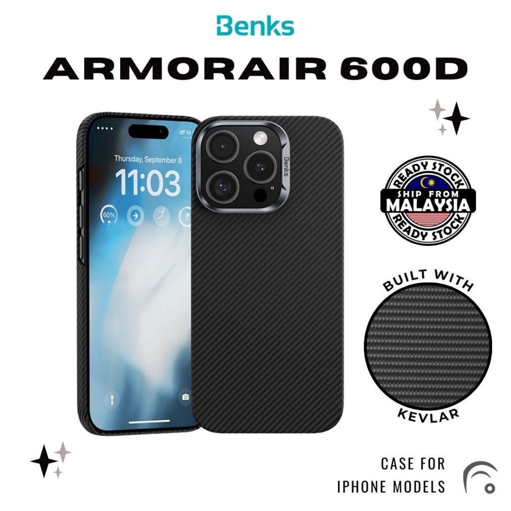 BENKS ARMOR AIR Case 600D Kevlar Clap Phone Case for iPhone 16