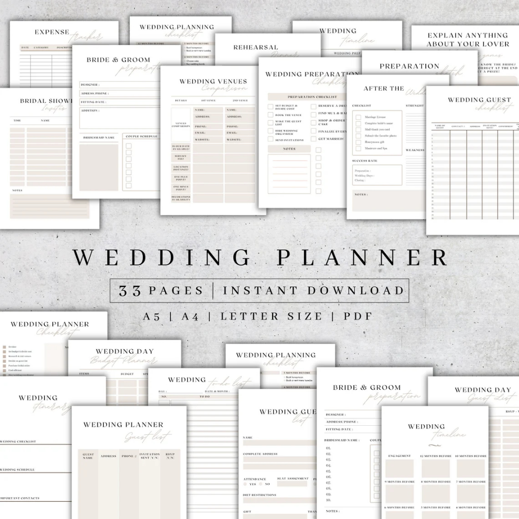 Wedding Printable Planner Pages Wedding Plan Bundle Book Wedding ...