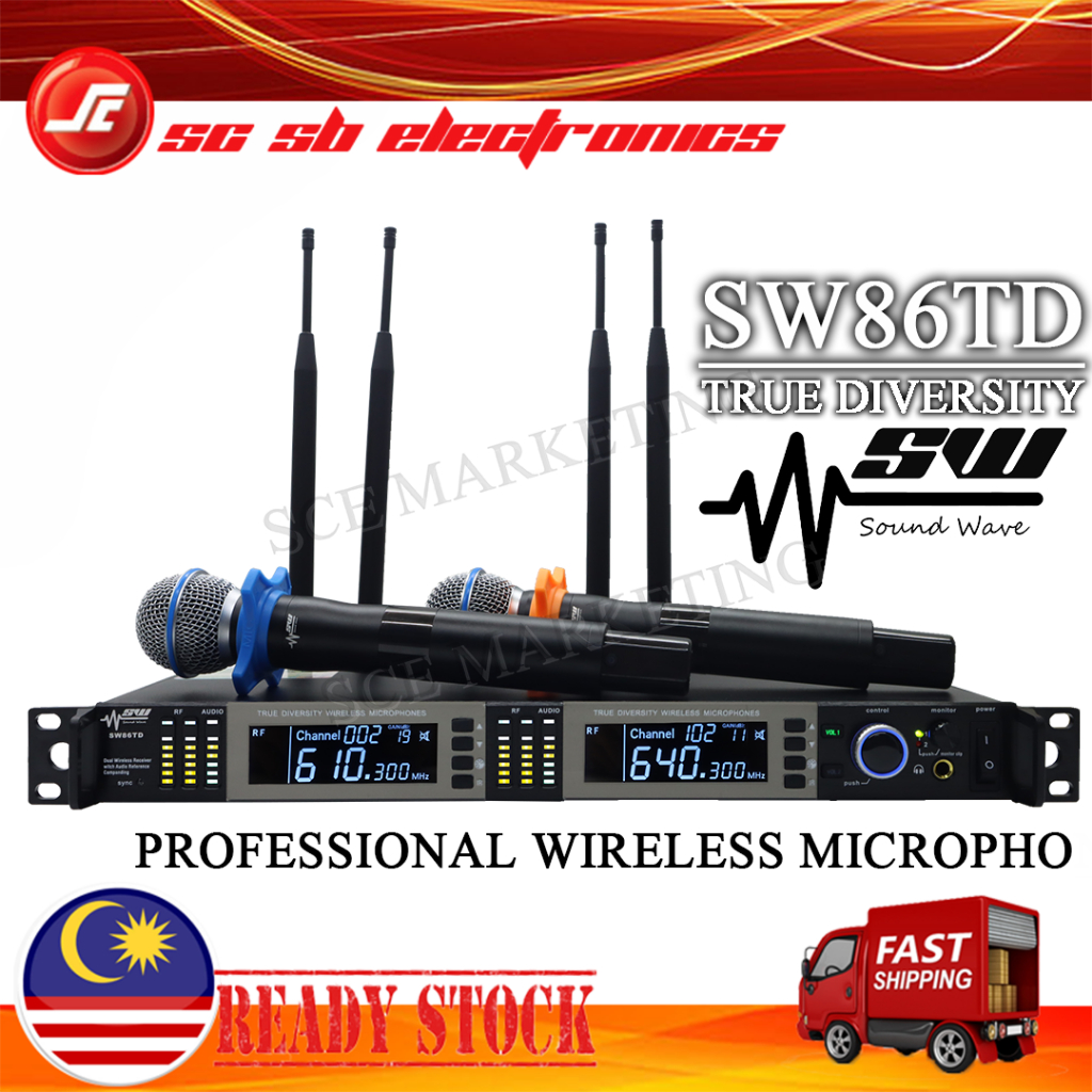 SOUNDWAVE SW-86TD DIGITAL UHF 2CH WIRELESS MICROPHONE SYSTEM, WIRELESS ...