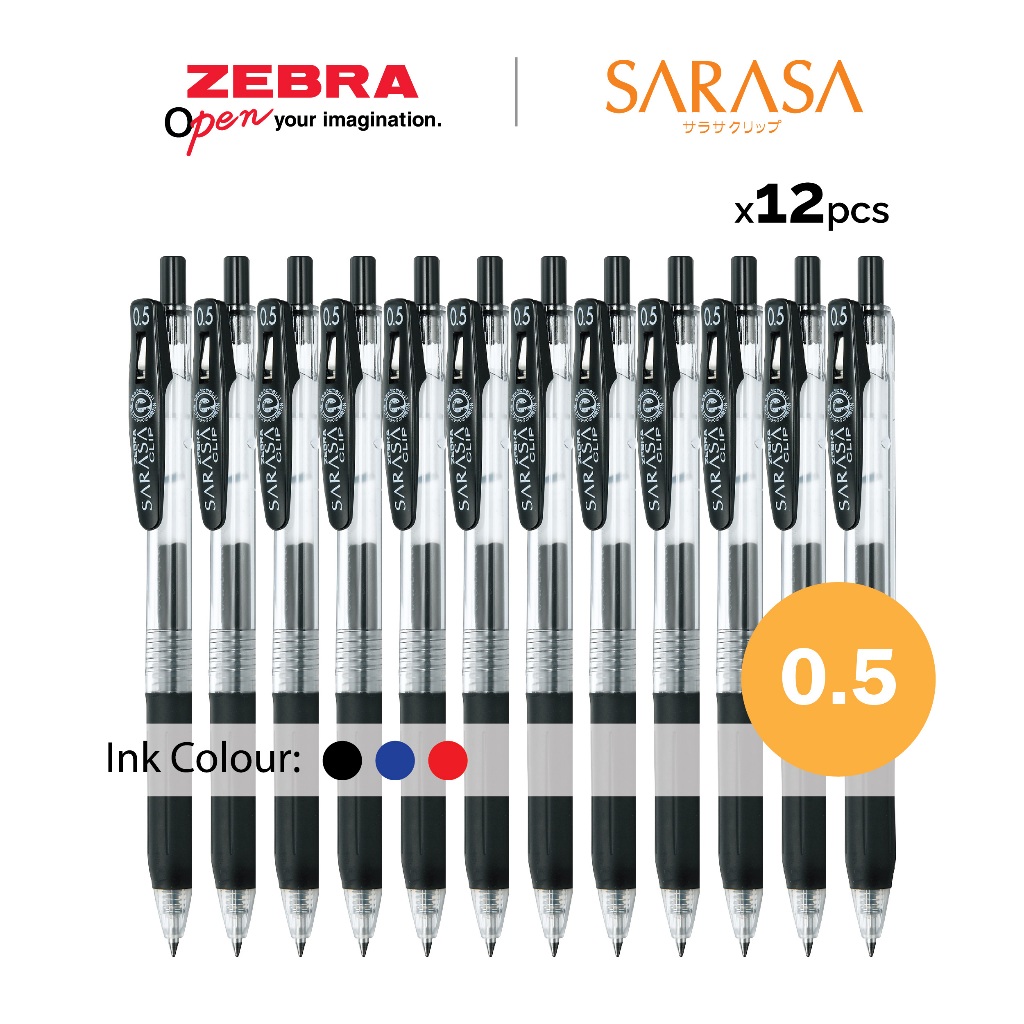 Zebra Sarasa Clip Basic Gel Pen 0.5mm x 12 Pcs | Shopee Malaysia