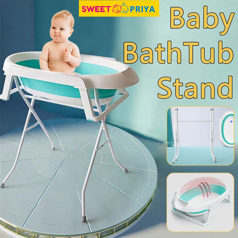 Baby Bath Tub Stand Newborn Foldable Portable Shower Kids Space Save ...