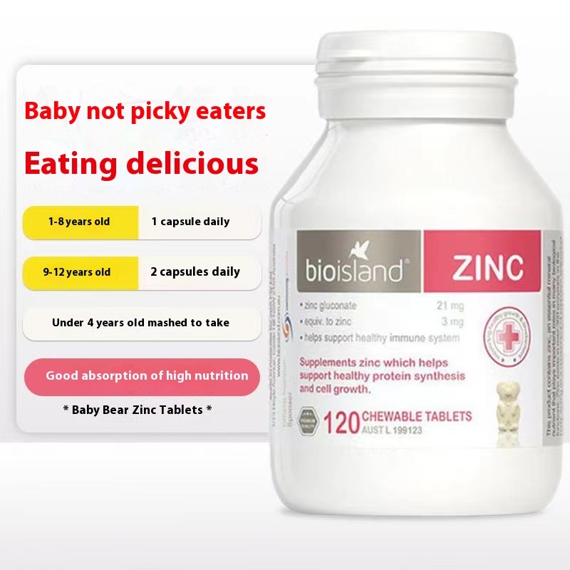 Bio Island Zinc Supplement (120 chewable tablets) imported from