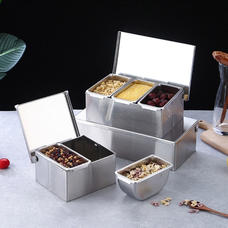 Stainless Steel Condiment Storage Containers Seasoning Box Spice Pepper ...